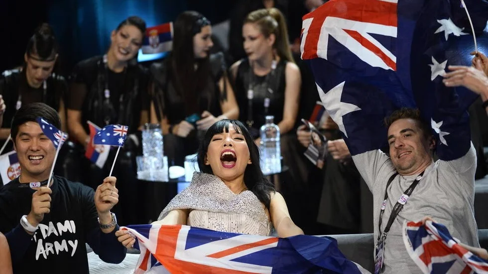 Favoriten föll. Australien har inte med sig folkets röster än, men vann juryröstningen överlägset.