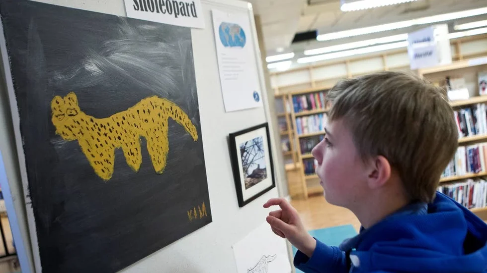 "Det ser ut som att min snöleopard släpar på ett stort bakben, men jag gillar den ändå" berättar Kim Eriksson, 13 år.