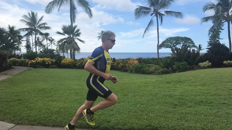 Anders Björlin under det avslutande maratonloppet i Iron Man på Hawaii.