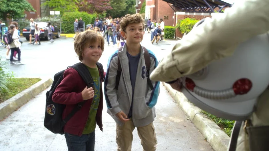 This image released by Lionsgate shows Jacob Tremblay, left, and Noah Jupe in a scene from "Wonder." (Dale Robinette/Lionsgate via AP)