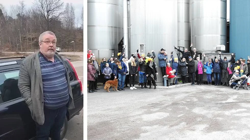 Johan Birath, kommunstyrelsens andre vice ordförande (S), höll ett brandtal för Boxholmosten vid demonstrationen utanför mejeriet 21 mars.
