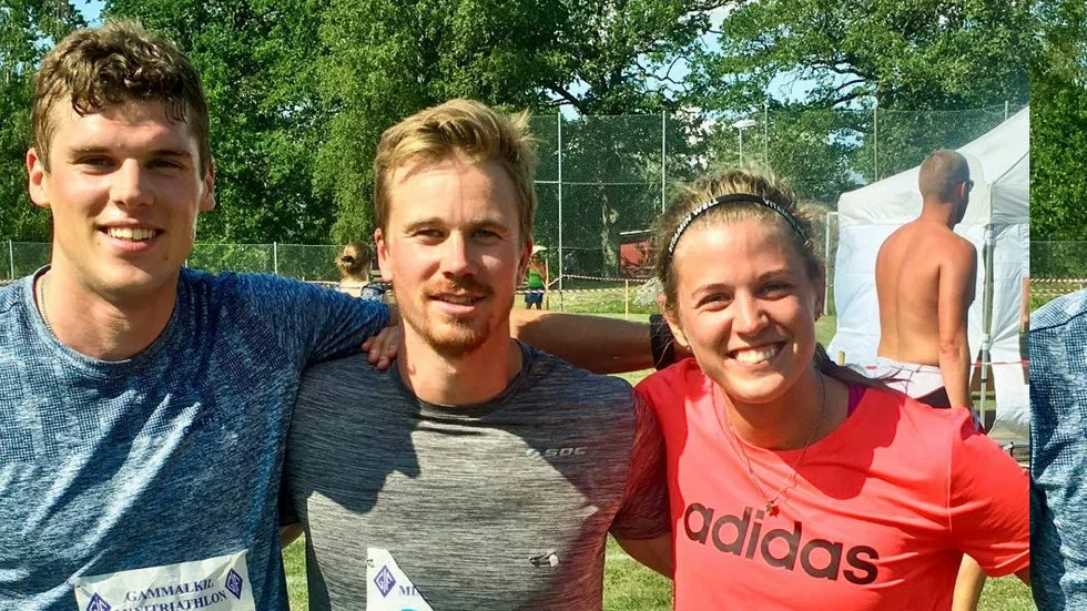 De tre landslagsåkarna som var på plats och tävlade i Gammalkil Minitriathlon.