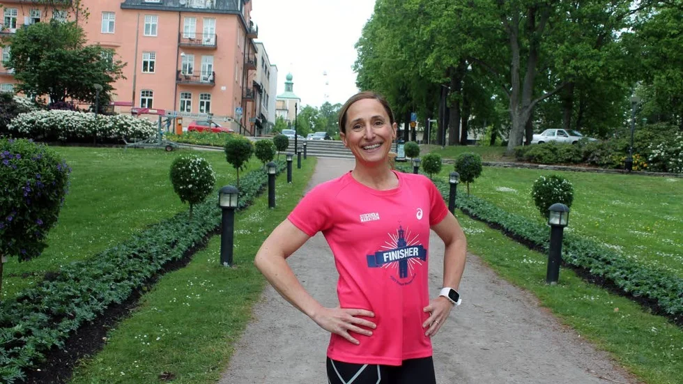 Christine Jacobsson springer alltid tillsammans med andra. För det sociala.