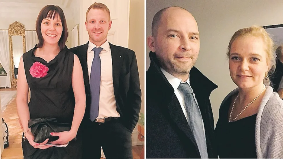 T v Marcus Alsér med sin fru Hanna och till höger Jennie Leander Lilja med sin man Björn. Foto: privat