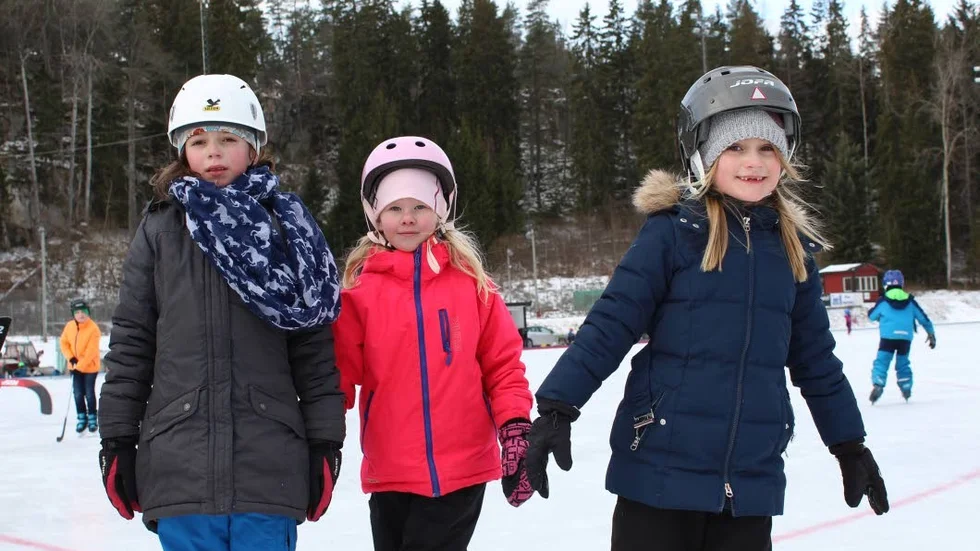 Åkte skridskor. Några av eleverna som var med på friluftsdagen var Julia Bamberg, Felicia Sjöblad och Tyra Fiebig.