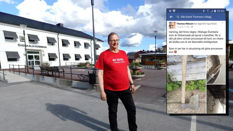 På skoj. Thomas Nilsson får kritik av det egna partiet efter tilltaget han skrev på Facebook för att skapa uppmärksamhet kring ett inbrott som skett i hembyn.
