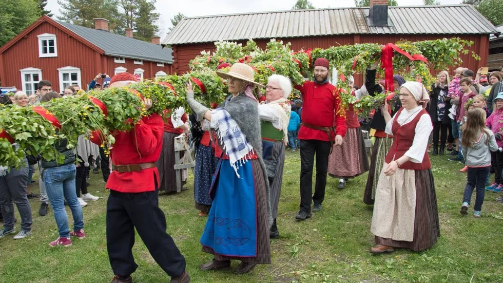 Traditionsenligt. Sedan midsommarstången lövats ska den resas på plats, en uppgift för medlemmarna i Luleå hembygdsgille.