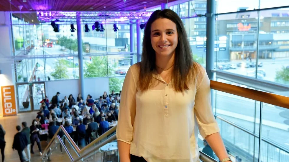 Utbytesstudenten Maria Muñoa, som läser maskinteknik, tyckte maten var så god att hon gick och tog en andra portion.
