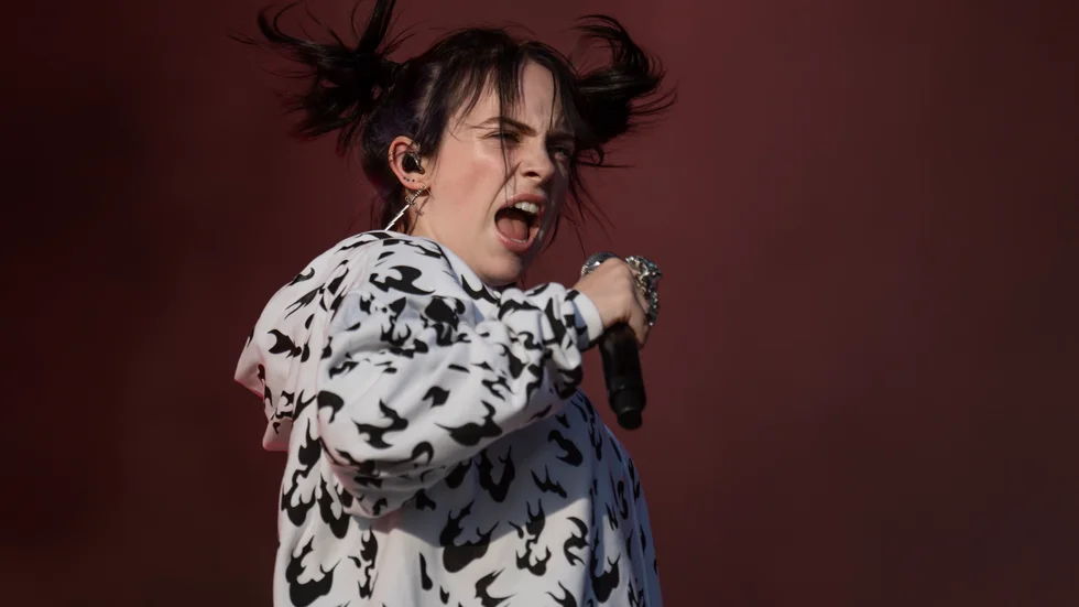 Billie Eilish uppträder på Lollapalooza på Gärdet i Stockholm 2019. Arkivbild.