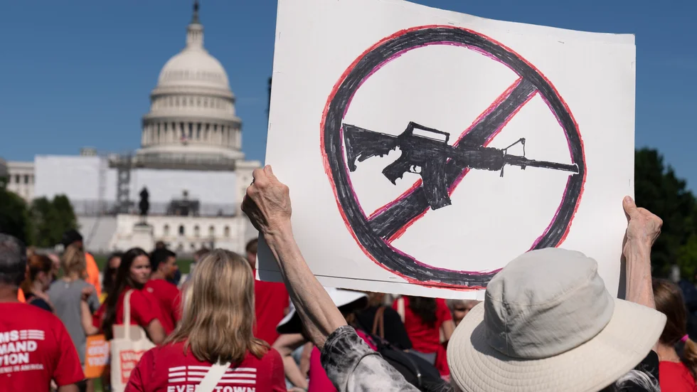 En demonstration i huvudstaden Washington med krav på striktare vapenlagar. Arkivbild.