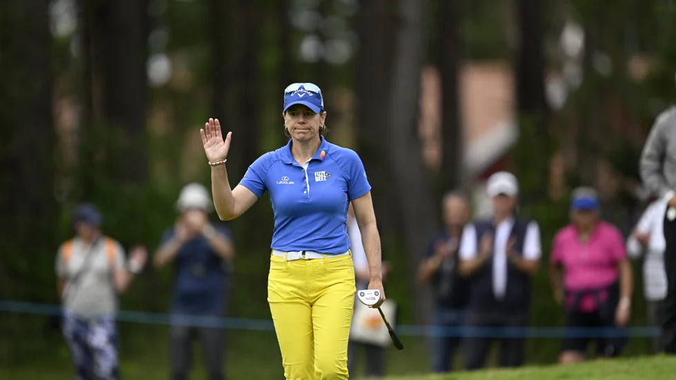 Annika Sörenstam under den första rundan av golftävlingen Scandinavian Mixed på Halmstad golfklubb.