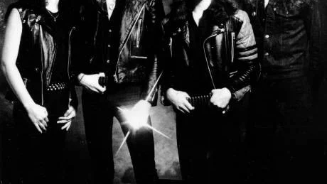 Metallica fotograferade i Stockholm 1984, Kirk Hammet, James Hetfield, Lars Ulrich och Cliff Burton.                                                             Foto: Fin Costello/scanpix
