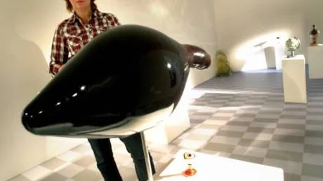 Med perspektivförskjutningar visar Gunilla Kihlgren sina organiska glasformer, tredimensionella stilleben, på Konstmuseet. Här ett öga som kommunicerar med en aorta?