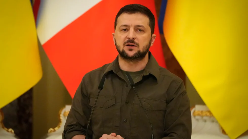Ukrainas president Volodymyr Zelenskyj. Foto är taget 8 maj.