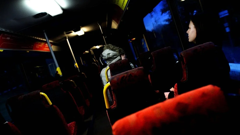 Mannen greps på en buss i Skellefteå. 
