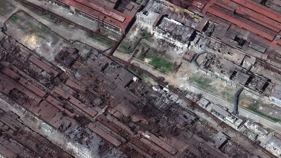 Satellitbild av Azovstal. Arkivbild.