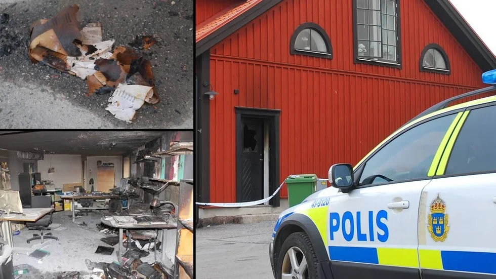 Natten mot den 29 mars började det brinna i en träbyggnad i centala Mariefred. Vittnen såg två personer springa därifrån.
