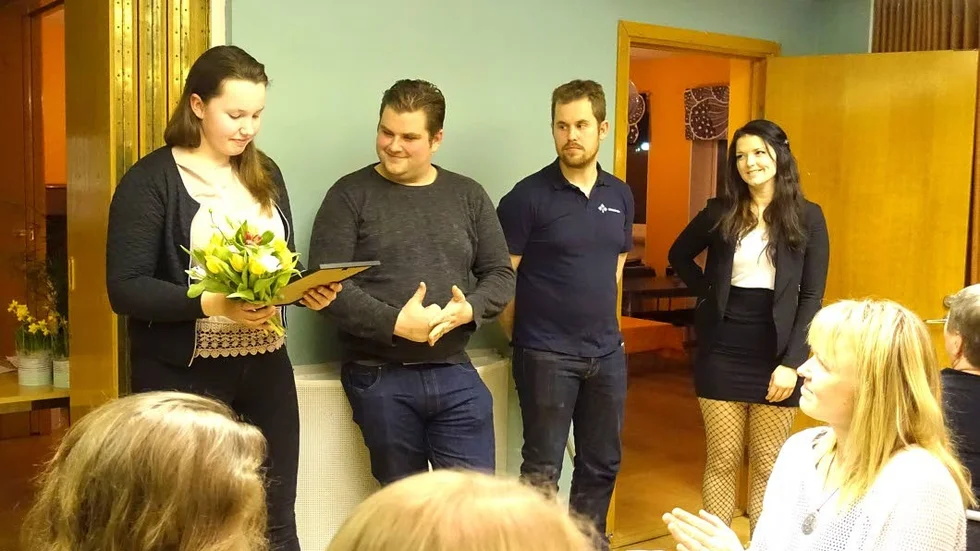 Prisade. Delar av styrelsen, från vänster ordförande Ronja Björkqvist, Oskar Björkqvist, vice ordförande Emil Jakobsson och Jonna Jakobsson.