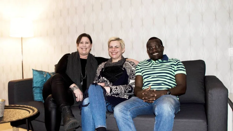 Anna-Carin Söderholm, verksamhetschef, Anna- Karin Wennberg, samordnare, Chamsuddin Muhammad, coach, på Aleris boende.