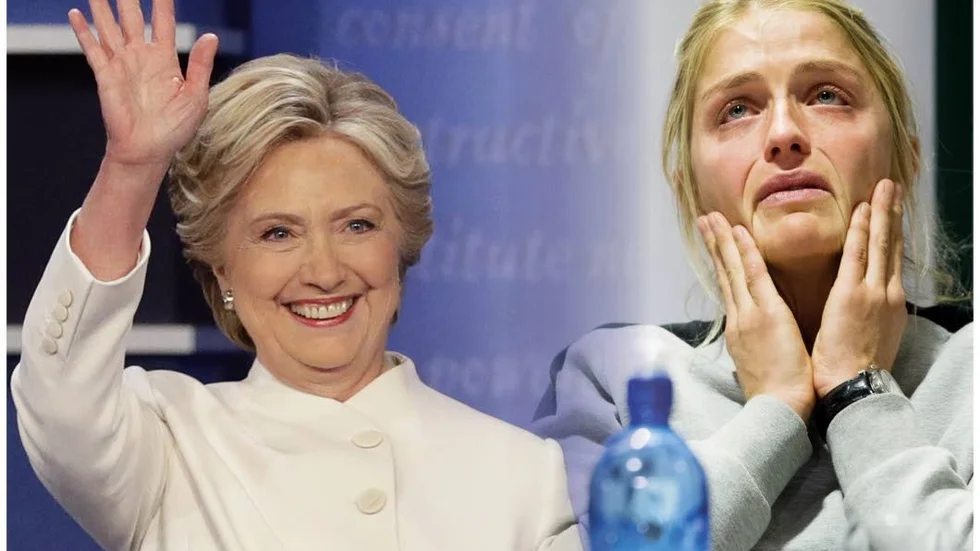 Himmel & helvete. Den 8 november går USA till val. Hillary Clinton leder klart. Men frågetecknen fortsätter att hopa sig om Therese Johaugs läppsalva. (Bilden är ett montage)