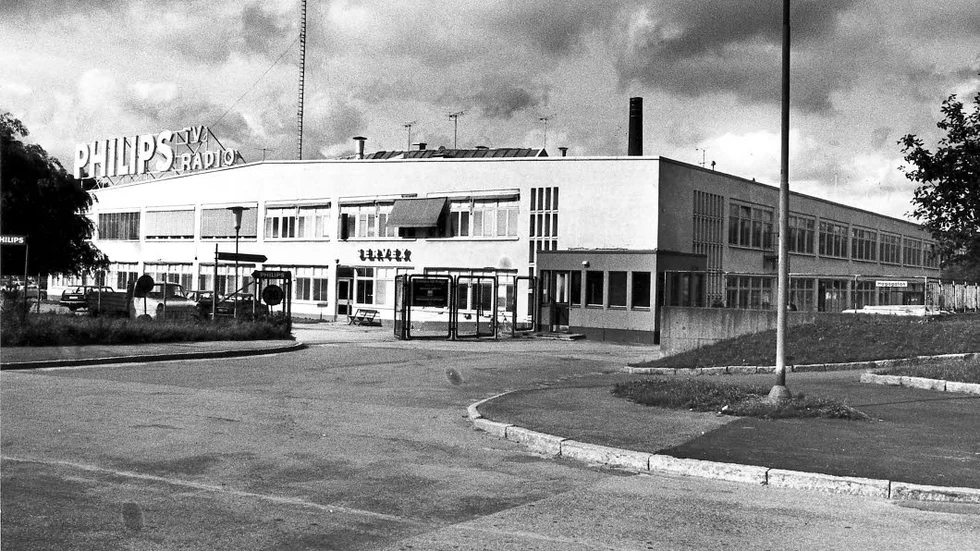 Så tog sig Philips Norrköpingsfabrik ut år 1980, medan TV-tillverkningen alltjämt pågick därinne.
