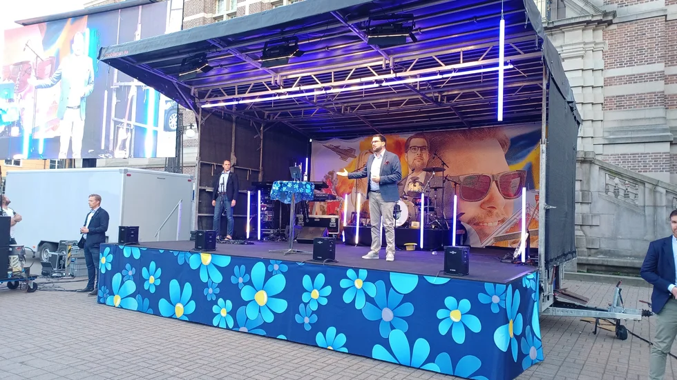 Jimmie Åkesson besökte Norrköping i valrörelsen inför riksdagsvalet 2022. I morgon tisdag kommer SD-ledaren tillbaka för att peppa sina väljare inför EU-valet. 