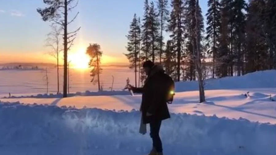 På torsdagen startade Hollywood-skådisen Luke Evans sin dag på isen utanför Arjeplog.