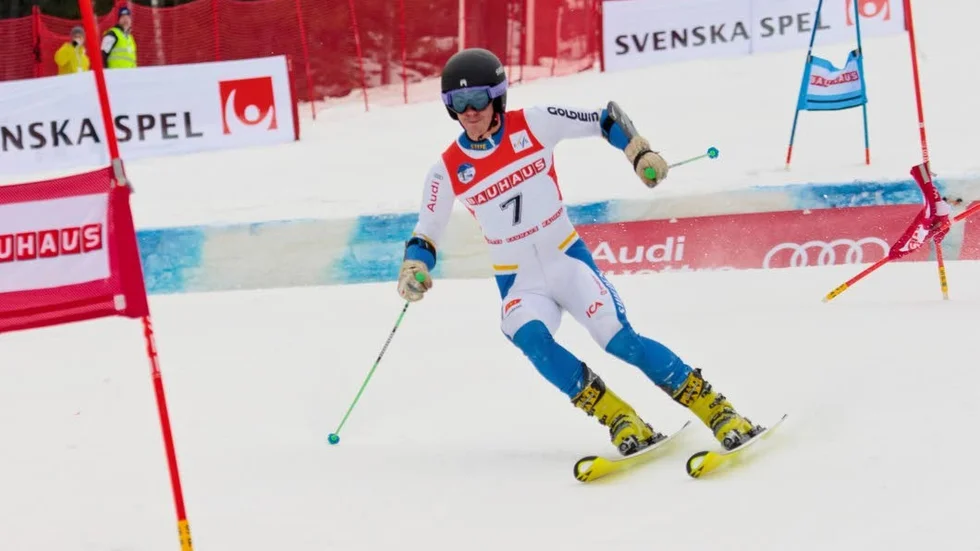 PÅ PALLEN. Jesper Ask från Arvidsjaur slog till med sin bästa tävling för i vinter då han tog silver i storslalom i Almåsa. (Arkivbild).