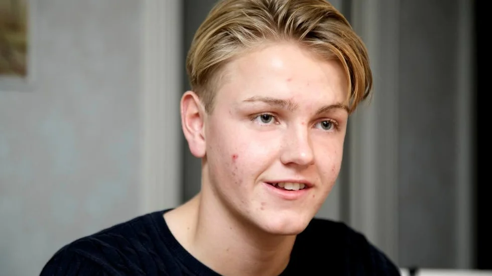 MÅLSKYTT. Simon Marklund från Piteå spelade P18-landskamp.