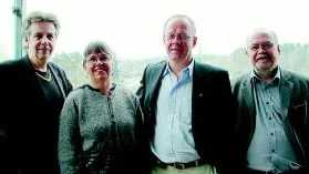 Christer Öjring, Eva Lundblad, Krister Pettersson och Peter Larsson vill få ett närmare samarbete mellan länsmuseet med bas i Linköping och Östergötlands övriga kommuner, däribland Finspång.
FOTO: CHRISTINE LINDSTRÖM