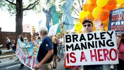 Demonstration i Washington DC, USA, till stöd för Bradley Manning.