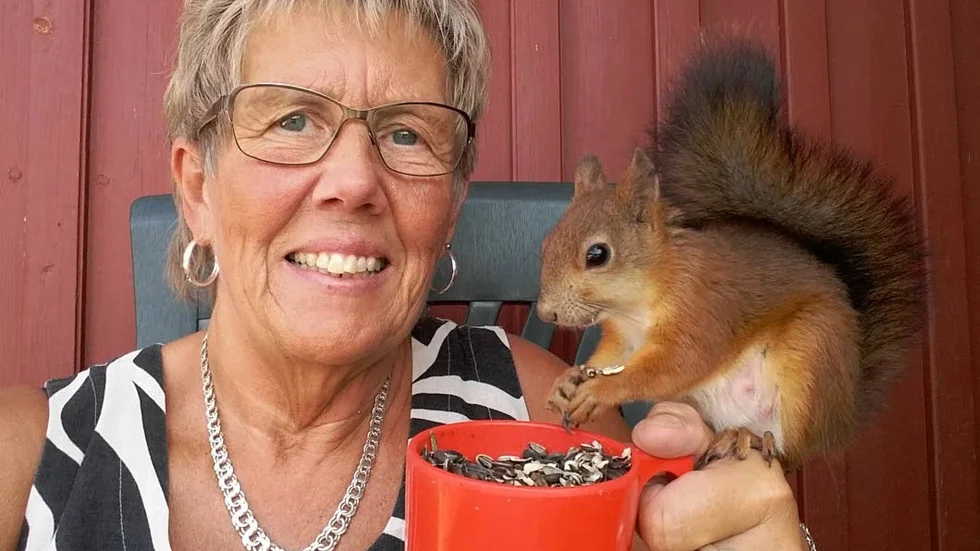 Sista matstunden tillsammans, jag och Bettan på altanen.