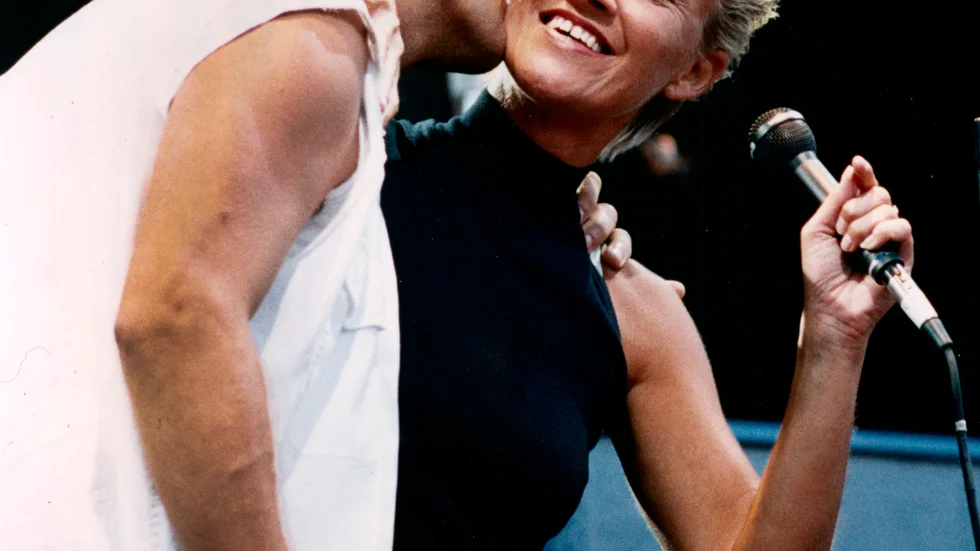 Marie Fredriksson och Niklas Strömstedt under Rocktågets turné på Sjöhistoriska muséet i Stockholm i juli 1991. 