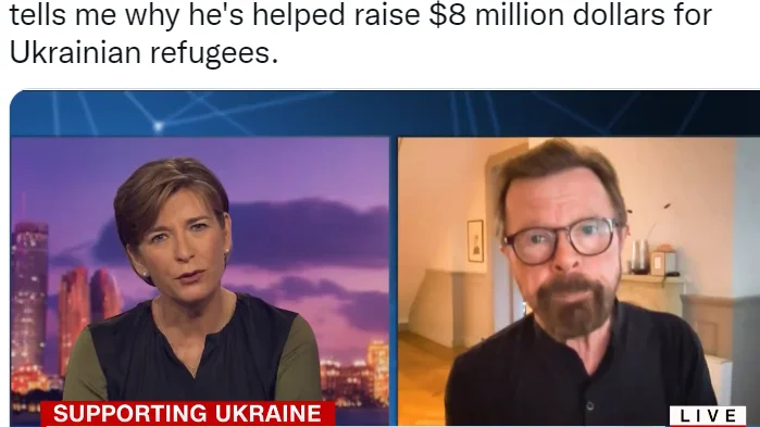 Björn Ulvaeus i samtal med CNN:s Becky Anderson, om Ukrainakriget och hans personliga engagemang.