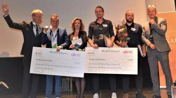 Årets Skapa-priser för Uppsala län gick till Peafowl Solar Power och Liqway.