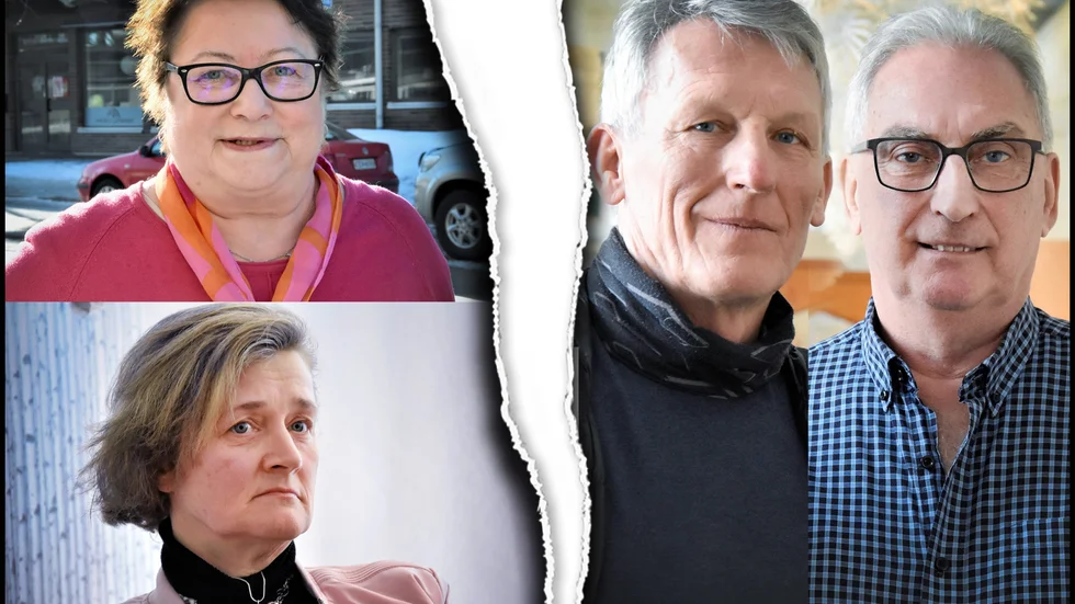 S-folket i Övertorneå går skilda vägar. På ena kanten finns Inga Savilahti Häggbo och Bente Moen Åkerholm. På andra sidan finns Henry Barsk och Roland Kemppainen.