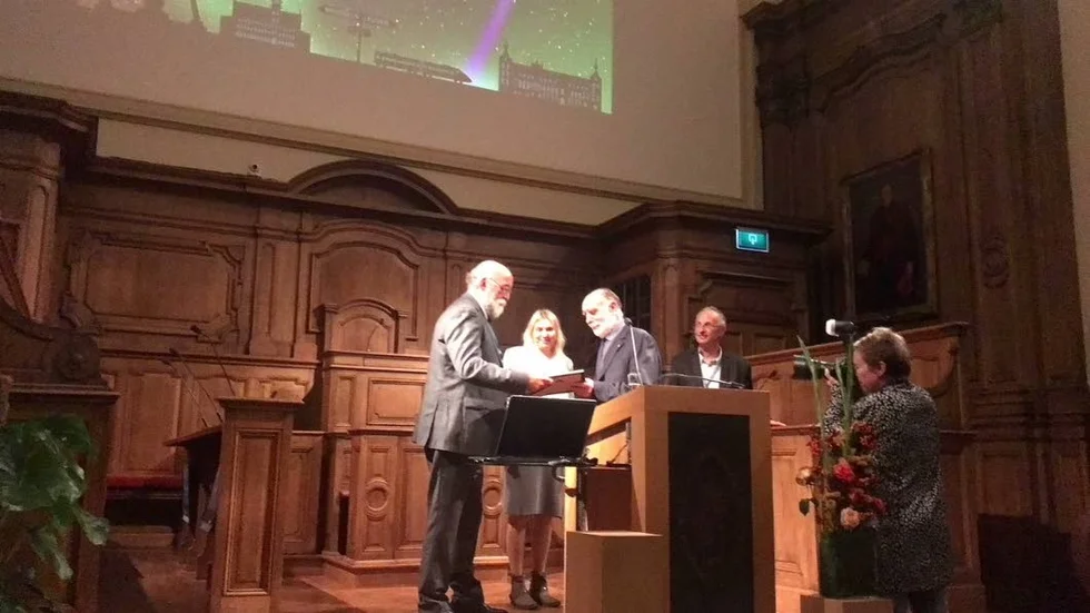 Professor Hermann Opgenoorth vid måndagens medaljceremoni.