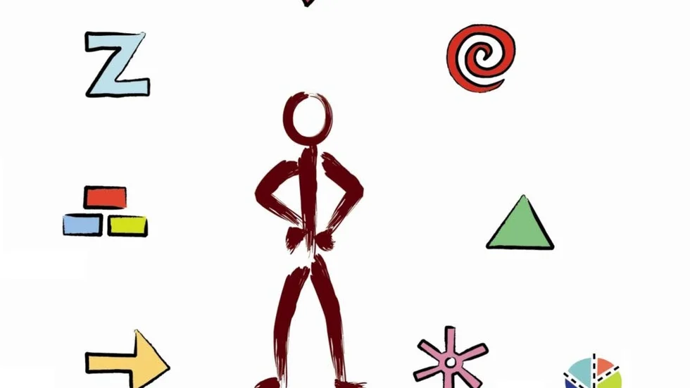 Helhetsgrepp. Byggstenarna symboliserar kost, Z sömn, hjärtat hur man mår, spiralen stress, triangeln fysisk aktivitet, kugghjulet relationer och pilen mål/motivation.