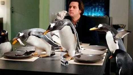 Jim Carrey får oväntat besök i Poppers pingviner.