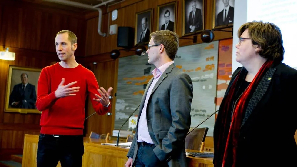 Nytt naturreservat,Från vänster Erik Pelling,Johan Lundqvist, Maria Gardfjell