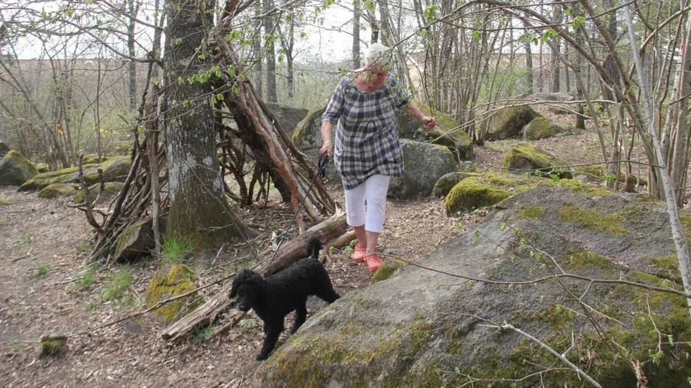 Här pågår redan ett kojbygge. Restaureringen av Högåsen blev över förväntan, tycker Karin Schilling Görling som kom med förslaget.