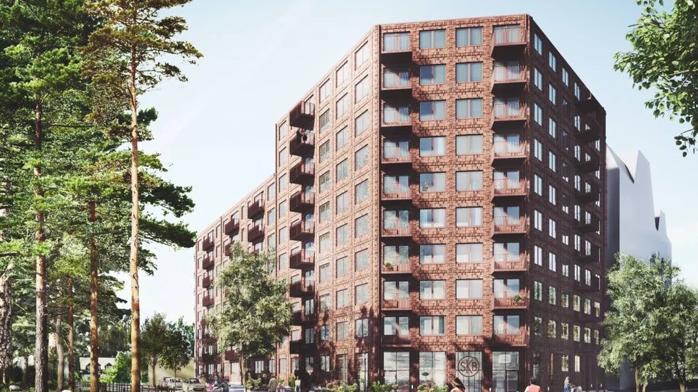 Så här kommer Stockholms Kooperativa Bostadsföreningens första hus i Rosendal i Uppsala att se ut.