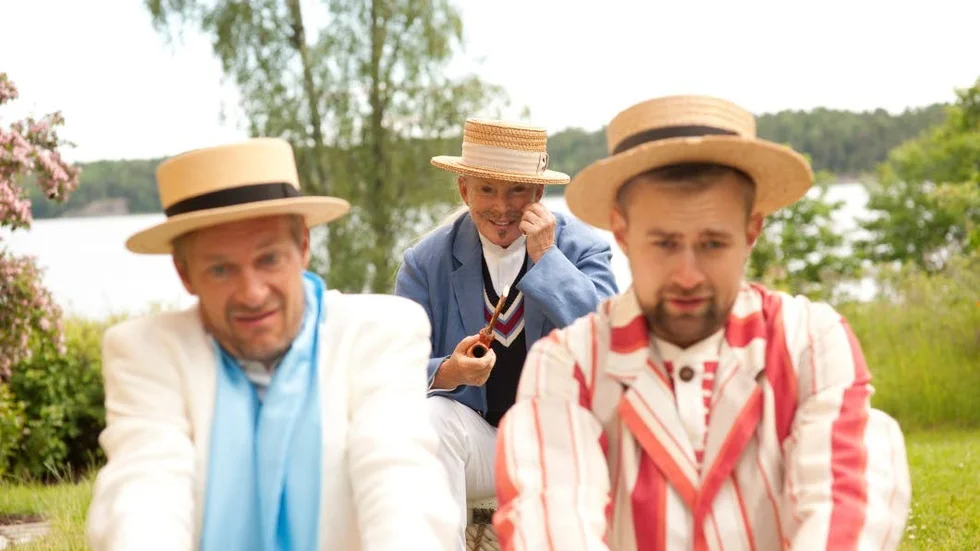 Ulf Drakenberg, Anne Kulle, Thomas Eriksson repeterar "Tre män i en båt".