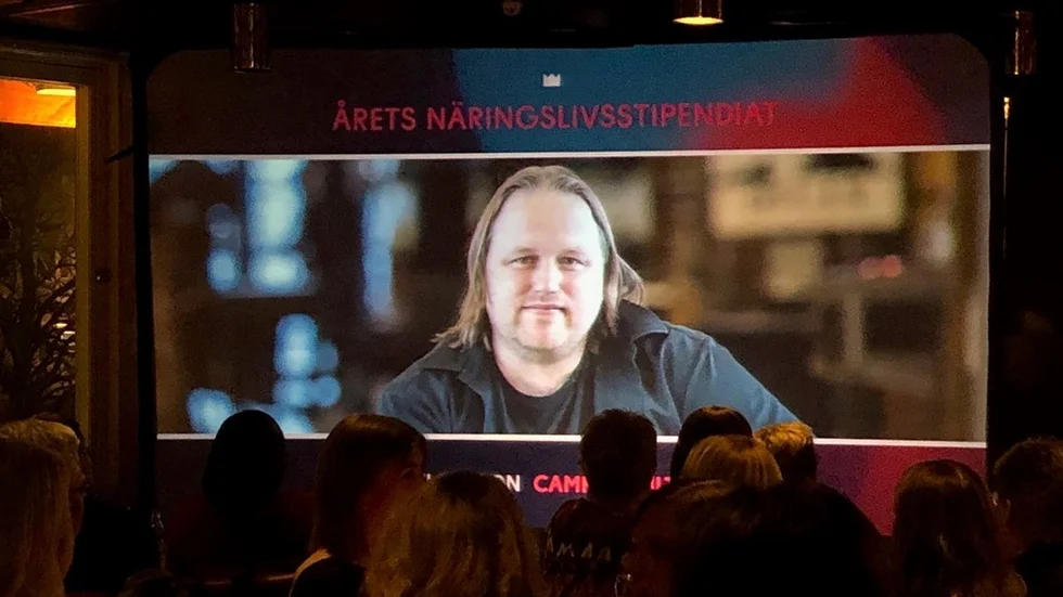Emil Elofsson, tyvärr sjuk, utsågs till Årets Näringslivsstipendiat.