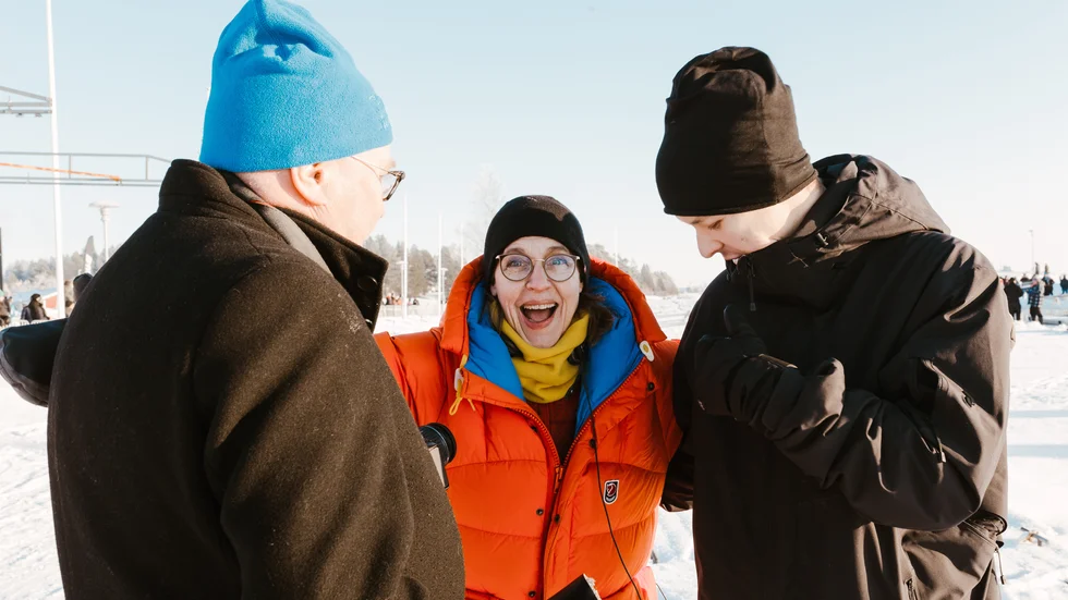 Vintersimmet 2024. Jag (i mitten) med skräckblandad förtjusning …