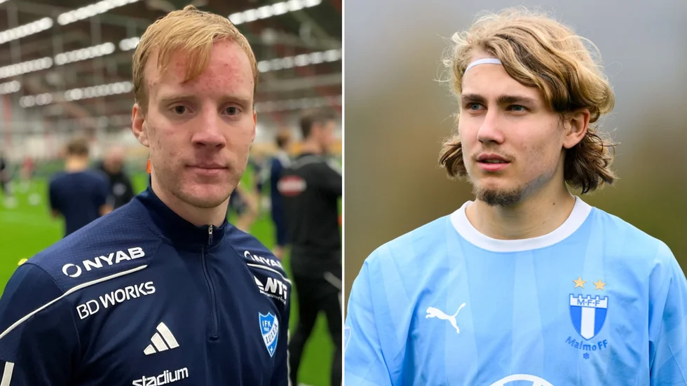 IFK Luleås back Viktor Drugge ställs öga mot öga mot Sebastian Nanasi. Malmömittfältaren, som utsågs till allsvenskan bästa spelare 2023, hoppas att Malmö får hål på IFK Luleå tidigt i matchen.
