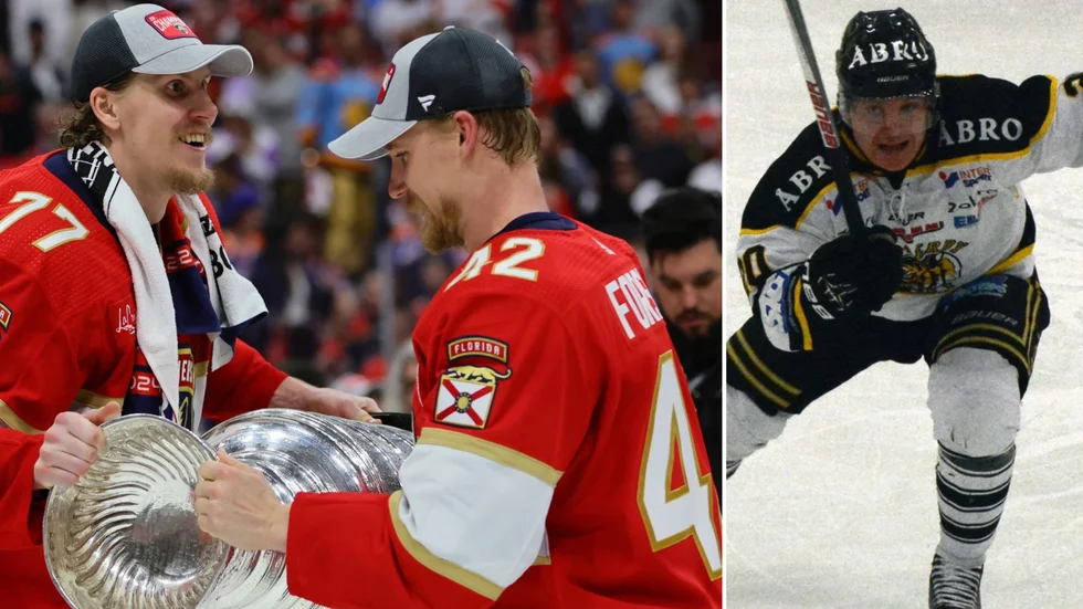 Gustav Forsling vann Stanley Cup med Florida i veckan. Hans äldre bror Hampus Forsling har gjort en säsong i Vimmerby Hockey och gläds åt broderns framgång.