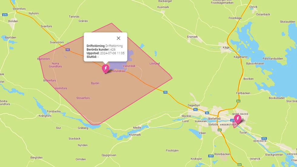 Stort strömavbrott kring Varuträsk.