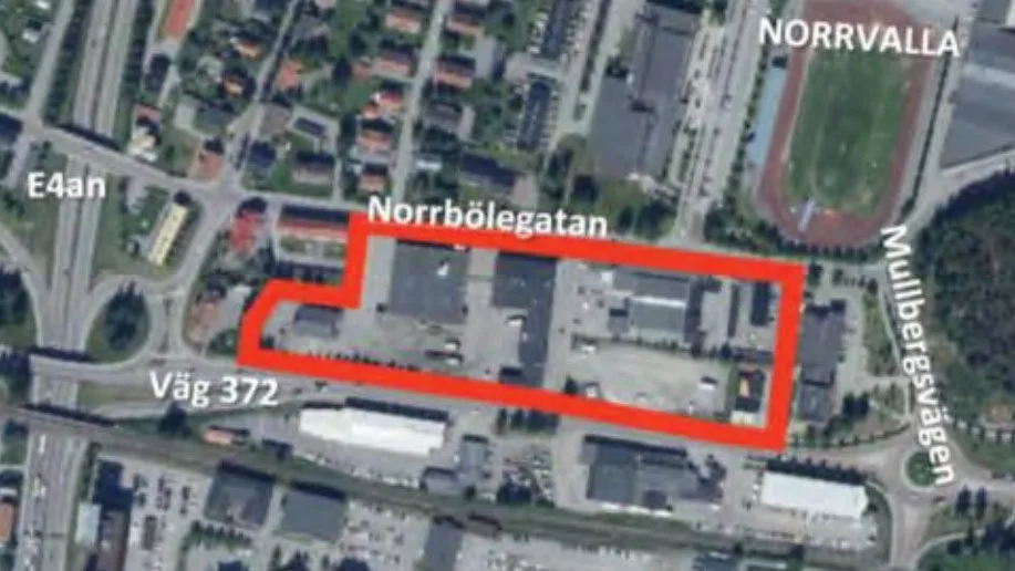 I det här området är det skissat på att fotbollshallen ska ligga. Troligtvis nere till höger mot Järnvägsleden.