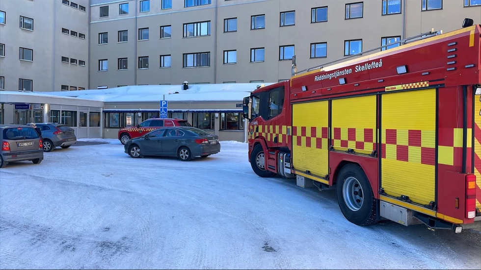 Larm om brand på Skellefteå lasarett.
